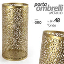 Portaombrelli Rotondo Ø24x48 cm con Vaschetta Salvagoccia in Metallo Oro      