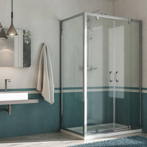 prezzo Cabine de douche rectangulaire 2 portes battantes Crystal H185 Fosterberg Koge Duo