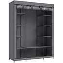 Armadio in Tessuto Salvaspazio 135x45x175 cm con Barra Appendiabiti e 11 Ripiani Struttura in Acciaio Grigio      