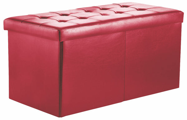 Trunk Chest Pouf Conteneur en Faux Cuir Soriani Rouge prezzo