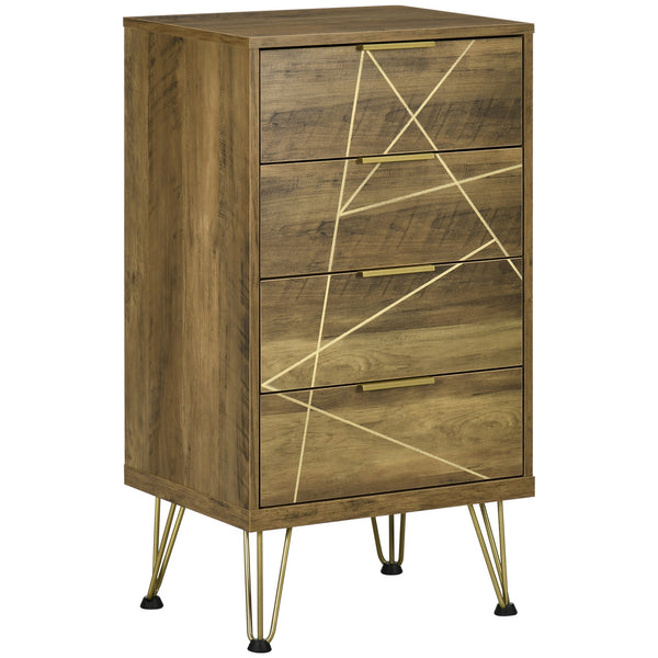 Cassettiera 4 Cassetti 48x21x79 cm in Truciolato Legno e Oro acquista