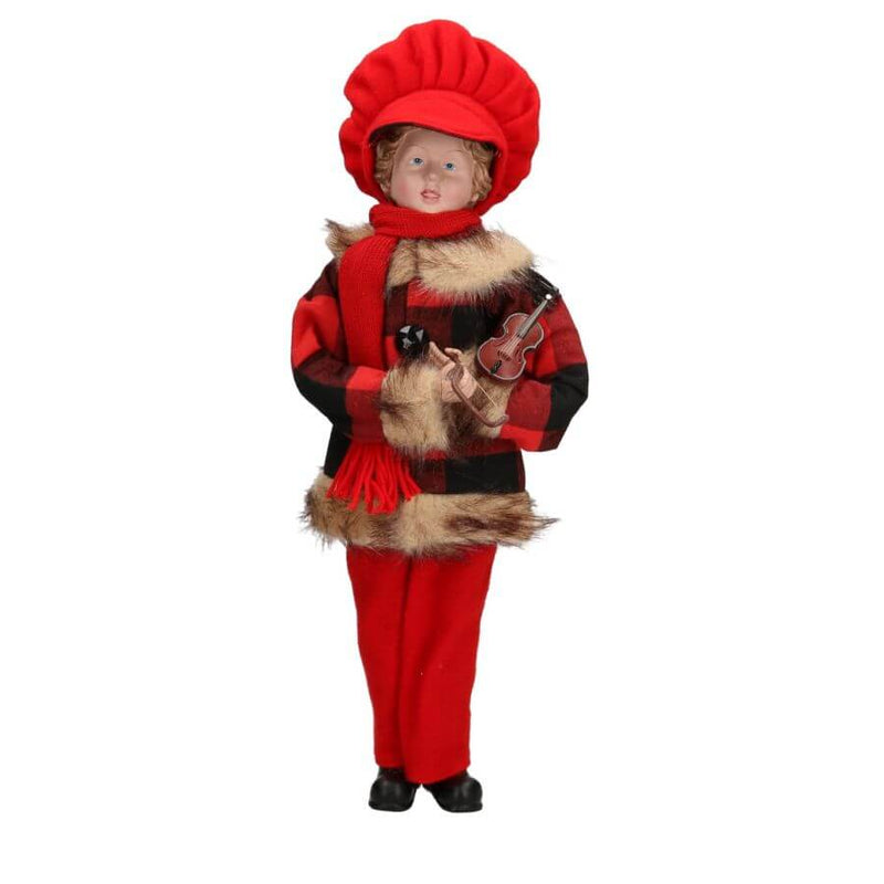 Set 4 Pupazzi Famiglia Natalizia 40x72x24 cm in Tessuto Rossi