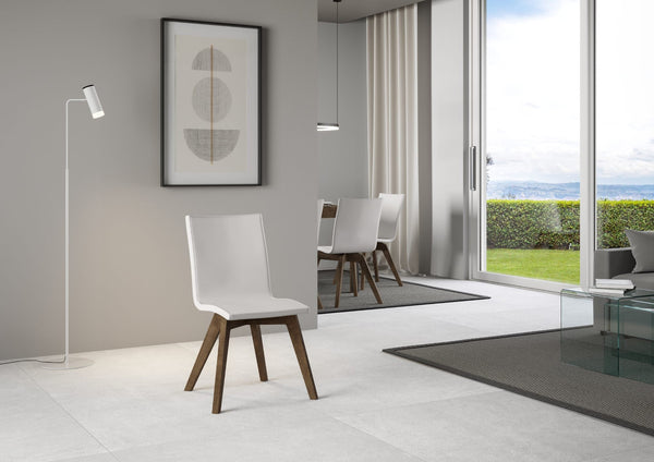 Sedia 52x52x87 cm Trudy gambe noce in Similpelle Bianco acquista