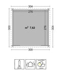 Casetta Box da Giardino Porta Utensili 300x300 cm Senza Pavimento Asia in Legno di Abete Grezzo