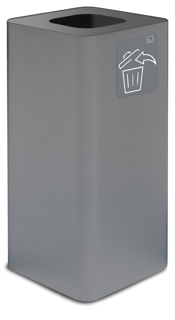 sconto Poubelle pour collecte des déchets 38x38xh80 cm en acier peint avec pictogramme magnétique gris