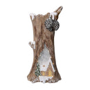 Statua resina tronco innevato con led marrone cm 28x19,5xh55