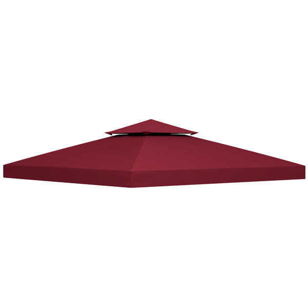 Tetto di Ricambio per Gazebo 3x3 m a 2 Livelli e Anti UV con Presa d'Aria in Poliestere Rosso acquista