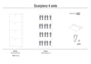 Scarpiera 4 Ante 63x154x18 cm Ossido Bianco