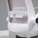 Sedia da Ufficio Ergonomica Altezza Regolabile 62,5x60x94-104 cm in Tessuto Effetto Lino Bianco e Rosa  