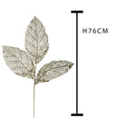 Set 6 Foglia con Glitter H76 cm Champagne