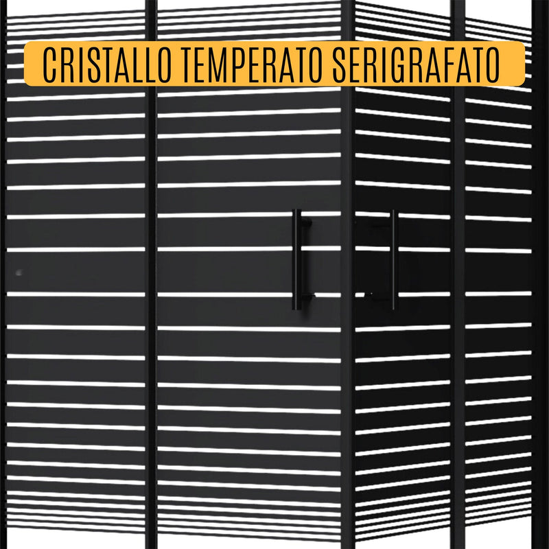 Box Doccia Angolare 2 Ante Scorrevoli 70x90 cm in Cristallo 6 mm H190 cm Profilo Nero