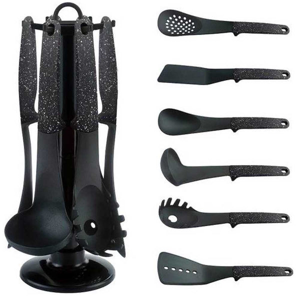 Set 6 Mestoli da Cucina per Uso Alimentare Resistenti al Calore con Supporto Nero prezzo
