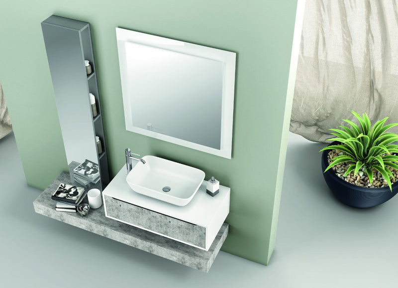 Specchio da Terra con 4 Ripiani 32x18x160 cm in Legno TFT Mento Grigio Frassino