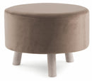 Pouf Poggiapiedi Sgabello Tondo Ø50 cm in Velluto Soriani Tortora
