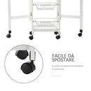 Carrello da Cucina 37x37x77,5 cm 3 Cestini 1 Cassetto e Ribalte Bianco e Legno