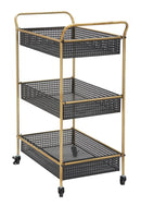 Carrello Fashion 56x37x81 cm in Ferro Nero e Oro