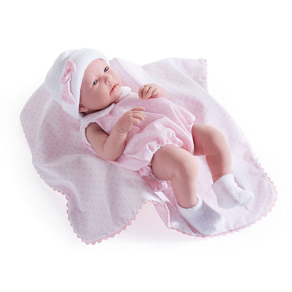 Poupée bébé nouveau-né avec grenouillère rose 43cm JC Toys prezzo