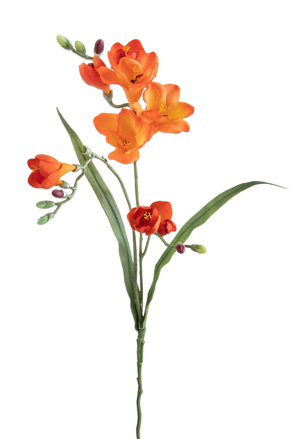 acquista Lot de 6 Fleurs de Freesia Artificielles avec Deux Fleurs Hauteur 63 cm Orange