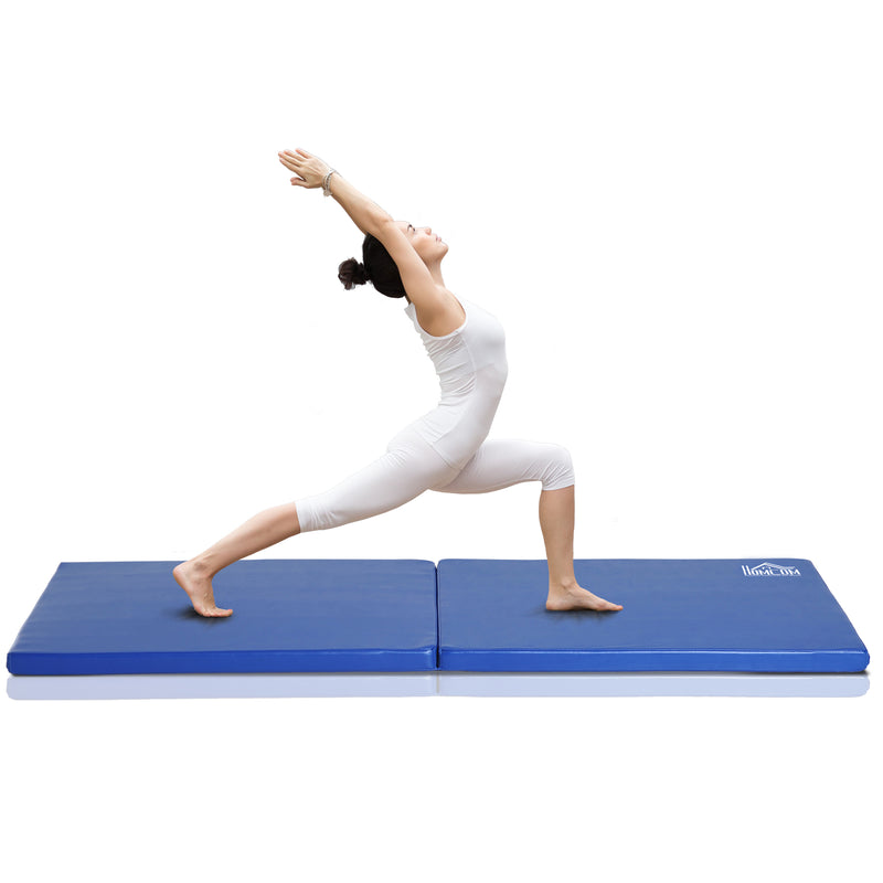 Tappetino Ginnastica Pieghevole Antiscivolo 180x60x5 cm Materassino Fitness Blu      