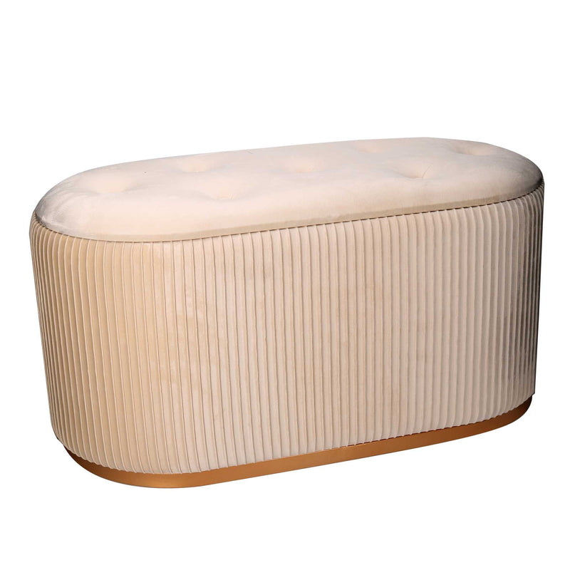 Pouf Contenitore 82x42xh41 cm in Tessuto Velluto Crema
