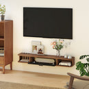 Mobile Porta TV fino 50" Sospeso 120x24x16 cm con Cassetto 2 Ripiani Aperti e Foro Passacavi Noce      
