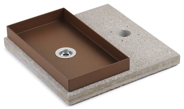 sconto Base avec Plateau pour Fontaines avec Petit Anneau 40x40x5 cm en Ciment Belfer 42/BSE/6 Rouille