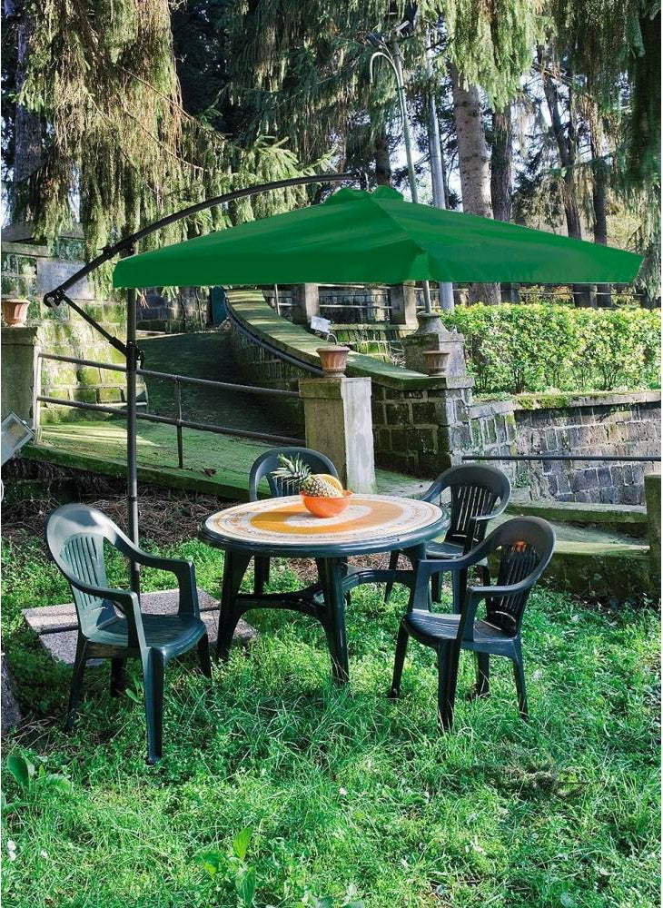 Ombrellone da Giardino Decentrato Rotondo Ø3 m Struttura Acciaio Bauer Verde