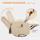 Poltrona Relax Massaggiante a 8 Punti 85x94x104 cm Reclinabile con Telecomando in Similpelle Beige