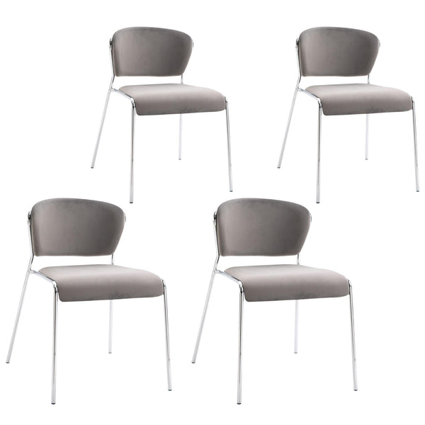 online Lot de 4 chaises en métal gris et polyester