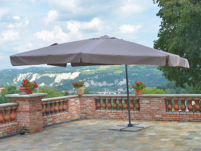 Ombrellone da Giardino Decentrato Quadrato a Sbalzo con Apertura e Chiusura a Manovella 3x4m 