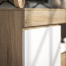 Mobile TV Moderno 60" max con Armadietto 2 Ante e Ripiano Aperto 140x40x48 cm Rivestimento di Melamina Bianco e color Legno      