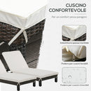 Set 2 Lettini Prendisole in Acciaio Marrone con Cuscino Crema 