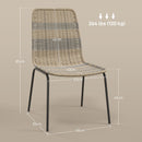 Set 2 Sedie da Pranzo Stile Boho Chic con Schienale Basso 48x55x85 cm Rivestimento in Rattan PE Giallo