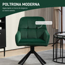 Poltrona con Seduta Girevole in Tessuto Effetto Velluto Verde   