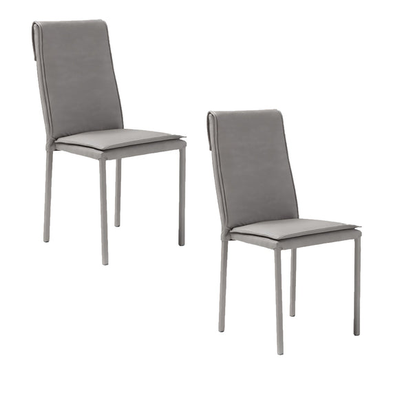 acquista Set 2 sedie Imbottite 45x59x95 cm In Tessuto Effetto Pelle Vincent Grigio Perla