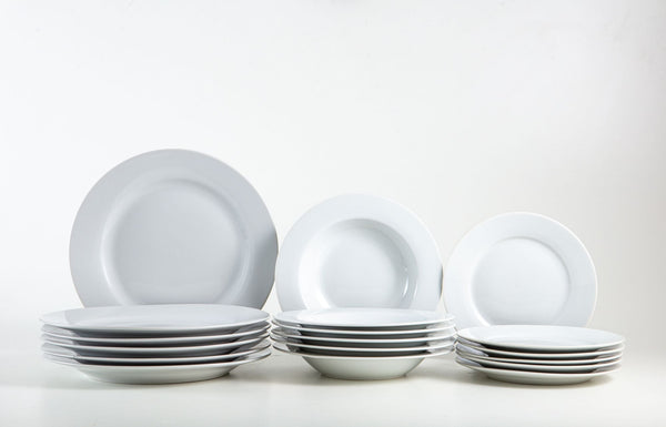 online Service d'assiettes plates 18 pièces en porcelaine blanche