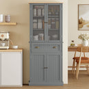 Mobile Dispensa a 5 Livelli con Cassetto Centrale 76x40x182,5 cm in MDF e Truciolato Grigio      