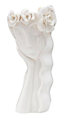 Vaso Woman Cute 14,8x13x29 cm Porcellana Bianco e Oro