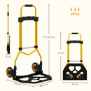Carrello Portapacchi 38,5x40x102 cm con Maniglia Telescopica Portata 60 kg e Telaio in Acciaio Giallo      