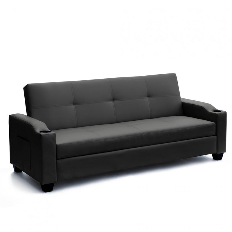 Divano Letto 205x84x89 cmin Similpelle Nero