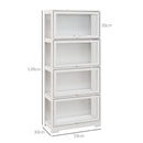 Vetrina a 4 Ripiani con Ante a Battente 59x30x139 cm in Legno e Acrilico Bianco      