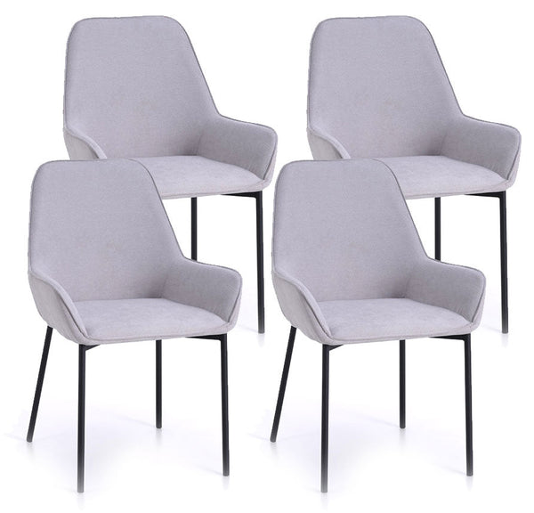 online Lot de 4 Chaises 54x53x89 cm en Simili Cuir Gris Clair