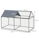 Gabbia per Conigli da Esterno 198x100x120 cm in Acciaio e Tessuto Oxford Verde e Argento