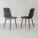 Set 4 Sedie Imbottite 49x48,5x88 cm in Similpelle Grigio Vintage