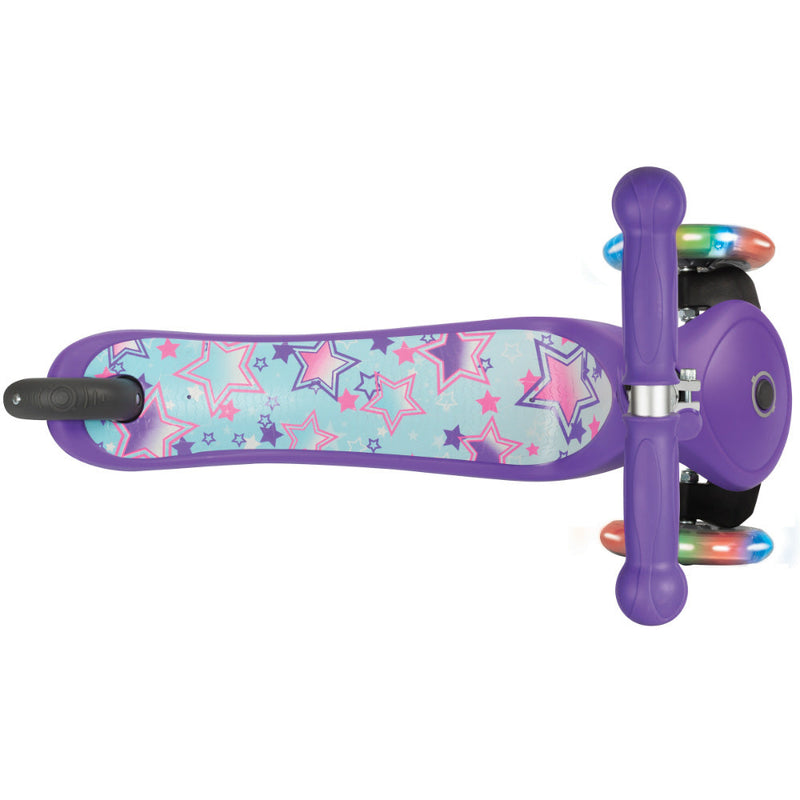 Monopattino a 3 Ruote a LED 3 Altezze Max 50Kg Globber PRIMO Fantasy Lights Up Stelle Viola