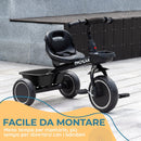 Triciclo per Bambini 2-5 Anni Bicicletta per Bambini con Seduta Regolabile Cestino e Parafango 80x48x63 cm in Acciaio e PP Nero      