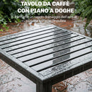 Set 3 Pezzi da Giardino con Divano Angolare Modulabile 4 Posti e Tavolino a Doghe in Metallo e Poliestere Grigio      