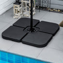 Base per Ombrellone 4 Pezzi in HDPE Riempibili 104x104x7.5 cm Nera 
