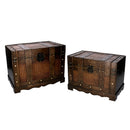 Set 2 Baule in legno marrone rettangolare 