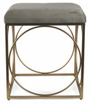 Sgabello Quadrato 40x40x46 cm in Ferro e Velluto Soriani Tortora